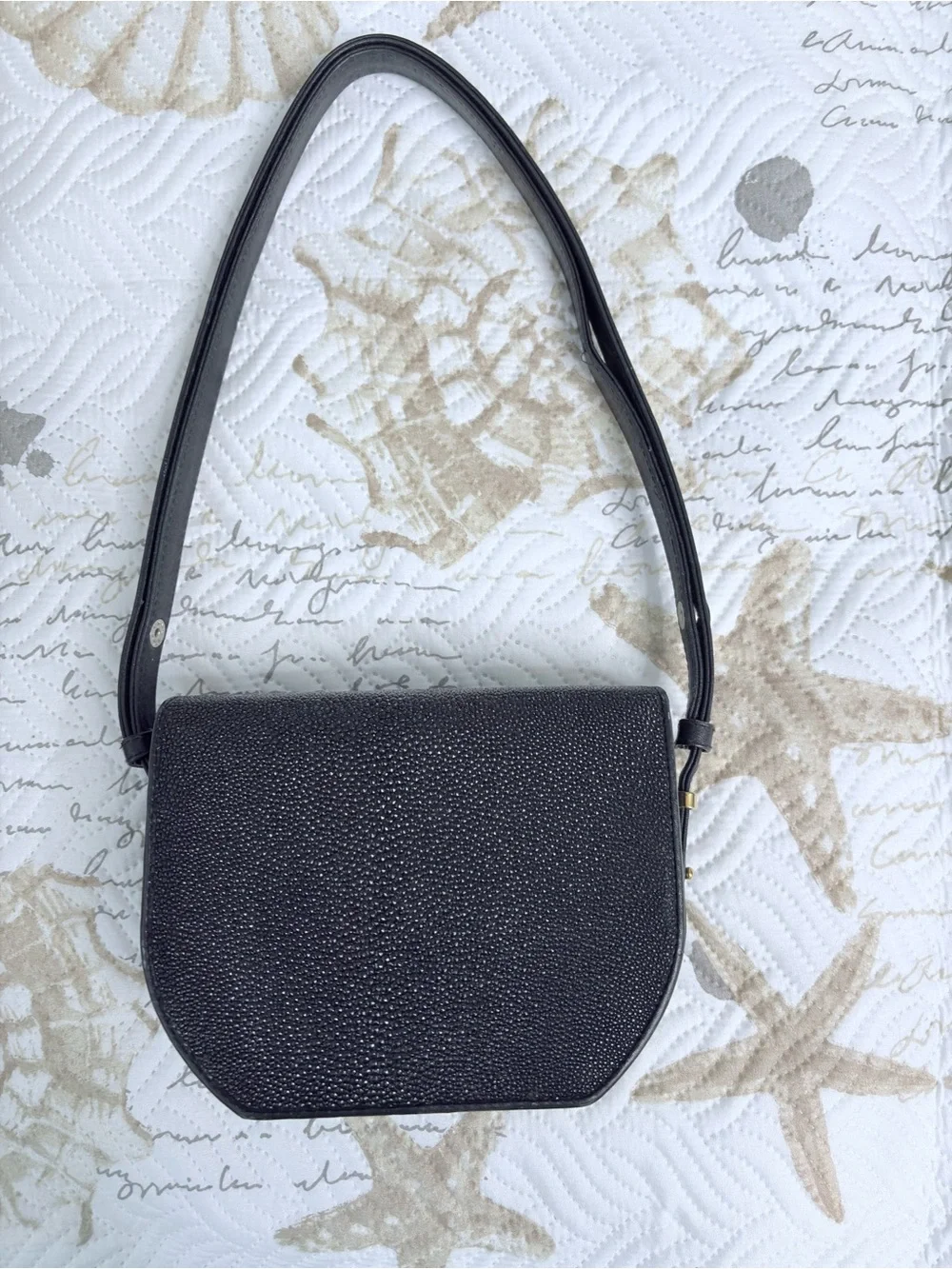 Authentic Australian Oceanic Black Stingray-Leather Shoulder Bag